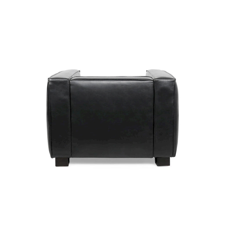 Poltrona Club Tuxedo in similpelle – Gambe noce scuro, Seduta singola