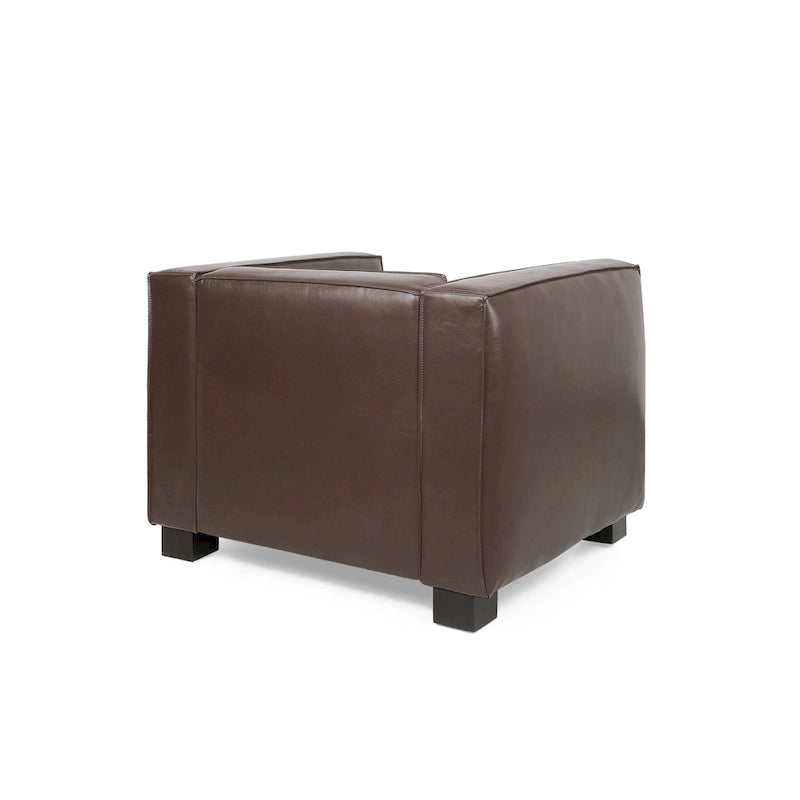 Poltrona Club Tuxedo in similpelle – Gambe noce scuro, Seduta singola