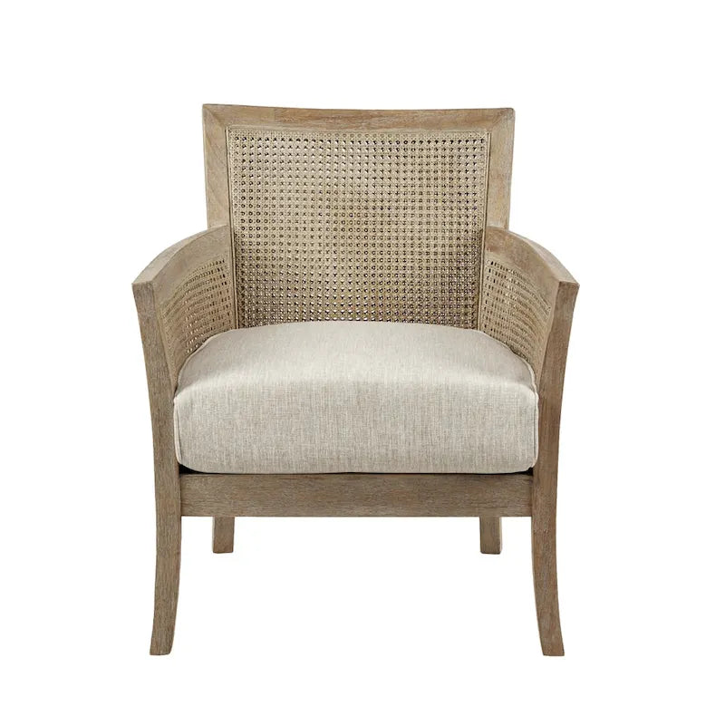 Poltrona singola accent con schienale in canna color crema/sabbia/nera