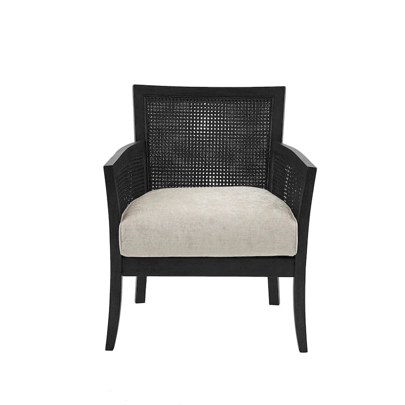 Poltrona singola accent con schienale in canna color crema/sabbia/nera