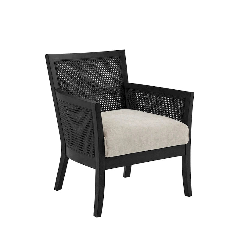 Poltrona singola accent con schienale in canna color crema/sabbia/nera