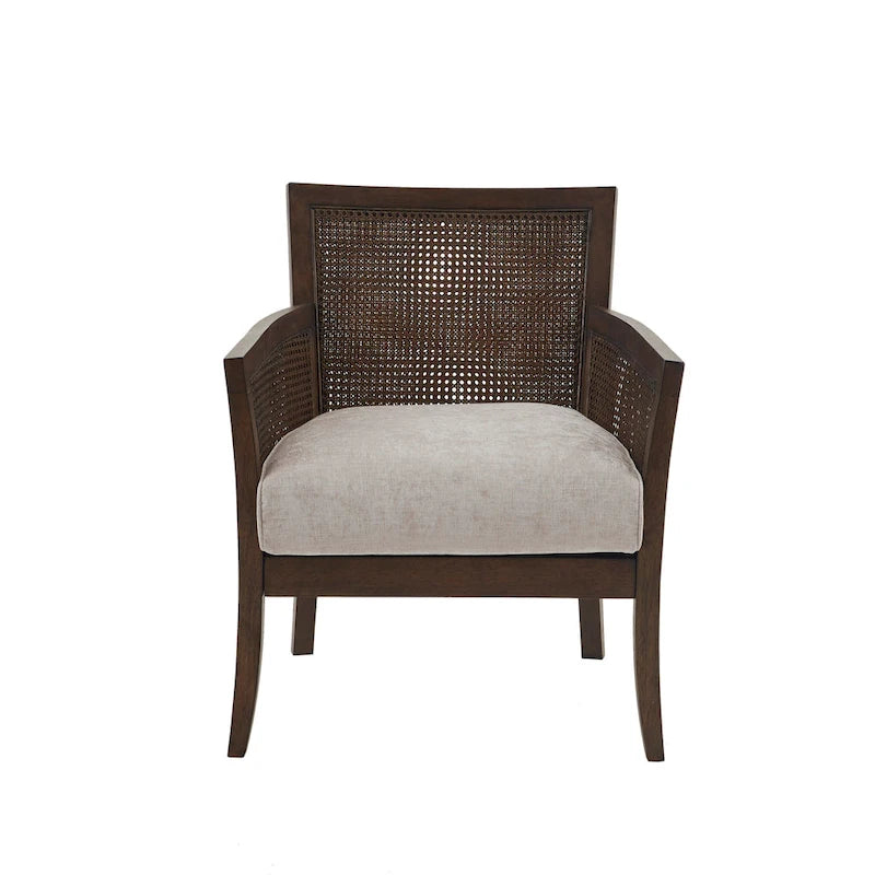 Poltrona singola accent con schienale in canna color crema/sabbia/nera