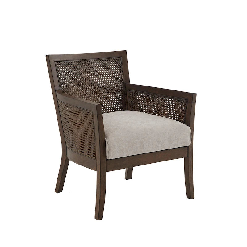 Poltrona singola accent con schienale in canna color crema/sabbia/nera