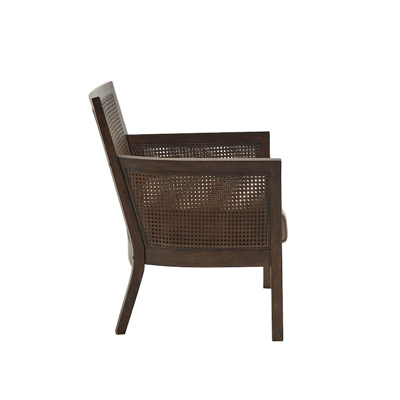 Poltrona singola accent con schienale in canna color crema/sabbia/nera