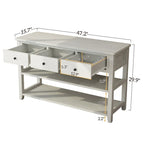 Console Table con 4 Cassetti e Ripiani Aperti – Marrone Lavato / Beige, MDF