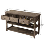 Console Table con 4 Cassetti e Ripiani Aperti – Marrone Lavato / Beige, MDF