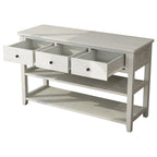 Console Table con 4 Cassetti e Ripiani Aperti – Marrone Lavato / Beige, MDF