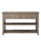 Console Table con 4 Cassetti e Ripiani Aperti – Marrone Lavato / Beige, MDF