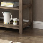 Console Table con 4 Cassetti e Ripiani Aperti – Marrone Lavato / Beige, MDF