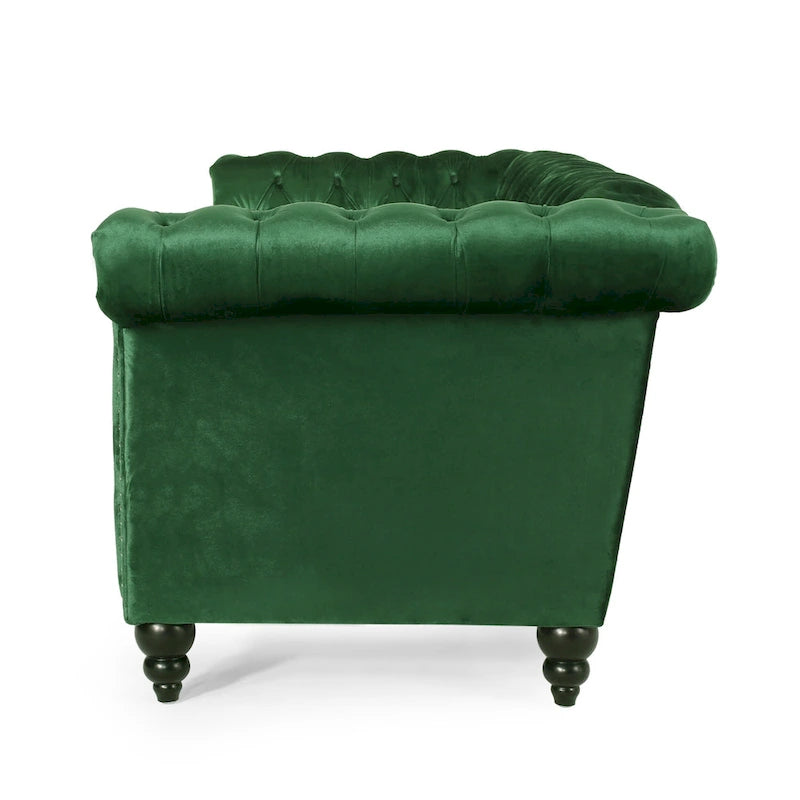 Divano Chester capitonné 3 posti, similpelle/velluto, vari colori