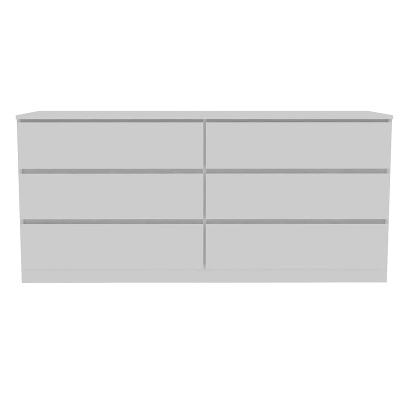 Nero / Bianco / Grigio chiaro / Rovere chiaro — Cassettiera a 6 cassetti, 1 persona
