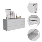 Nero / Bianco / Grigio chiaro / Rovere chiaro — Cassettiera a 6 cassetti, 1 persona