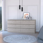 Nero / Bianco / Grigio chiaro / Rovere chiaro — Cassettiera a 6 cassetti, 1 persona
