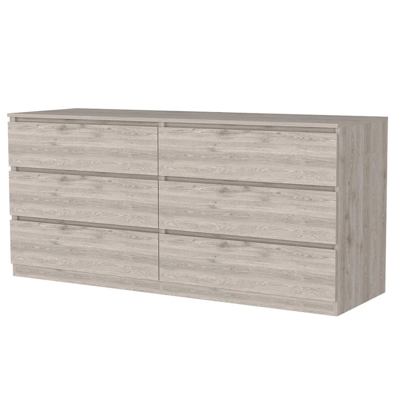 Nero / Bianco / Grigio chiaro / Rovere chiaro — Cassettiera a 6 cassetti, 1 persona