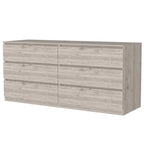 Nero / Bianco / Grigio chiaro / Rovere chiaro — Cassettiera a 6 cassetti, 1 persona