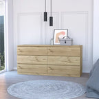 Nero / Bianco / Grigio chiaro / Rovere chiaro — Cassettiera a 6 cassetti, 1 persona