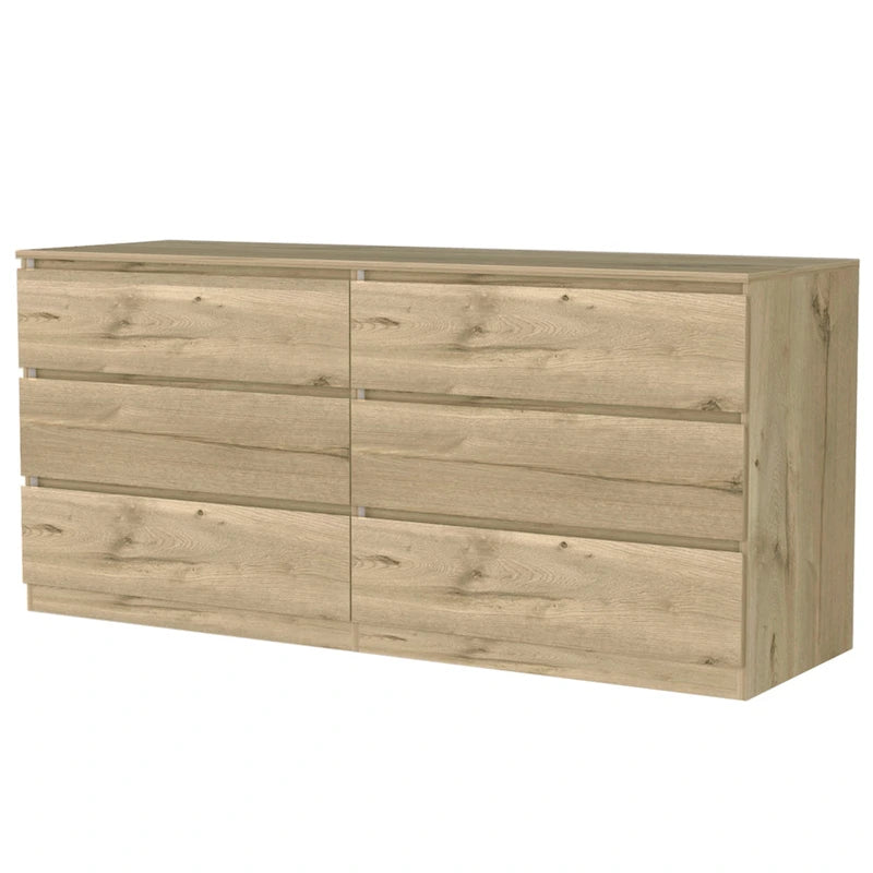 Nero / Bianco / Grigio chiaro / Rovere chiaro — Cassettiera a 6 cassetti, 1 persona