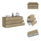 Nero / Bianco / Grigio chiaro / Rovere chiaro — Cassettiera a 6 cassetti, 1 persona