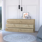 Nero / Bianco / Grigio chiaro / Rovere chiaro — Cassettiera a 6 cassetti, 1 persona