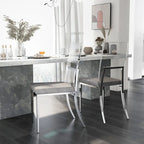 Sedia da pranzo in acrilico grigio e cromo, set da 2