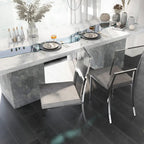 Sedia da pranzo in acrilico grigio e cromo, set da 2