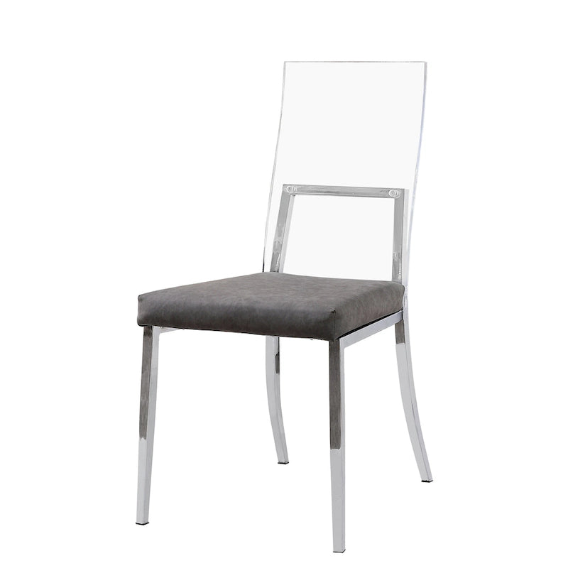 Sedia da pranzo in acrilico grigio e cromo, set da 2