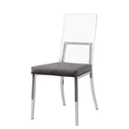Sedia da pranzo in acrilico grigio e cromo, set da 2