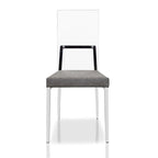Sedia da pranzo in acrilico grigio e cromo, set da 2