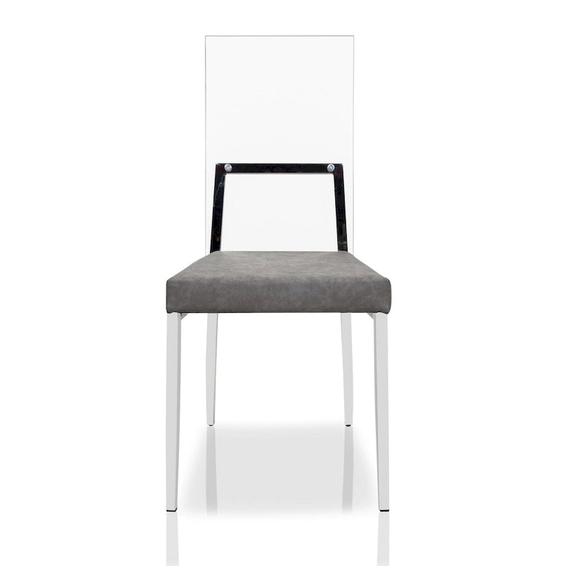 Sedia da pranzo in acrilico grigio e cromo, set da 2
