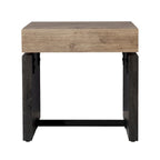 Tavolino da salotto quadrato con finitura in legno impiallacciato nero/naturale, 1 persona