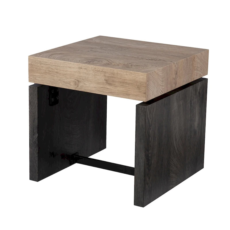 Tavolino da salotto quadrato con finitura in legno impiallacciato nero/naturale, 1 persona
