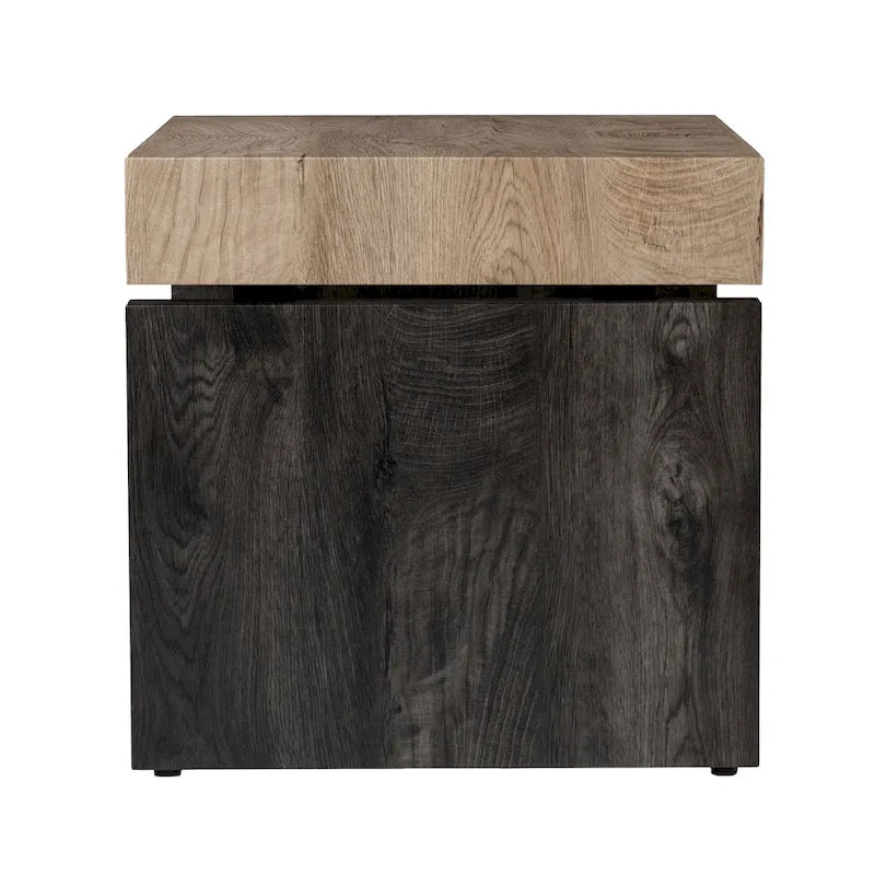 Tavolino da salotto quadrato con finitura in legno impiallacciato nero/naturale, 1 persona