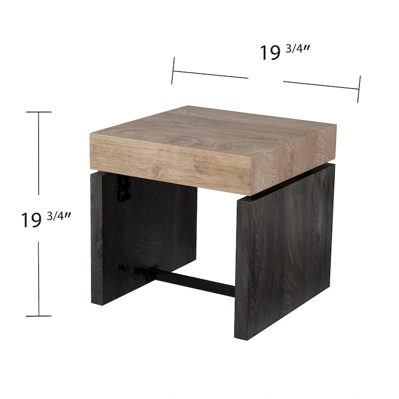 Tavolino da salotto quadrato con finitura in legno impiallacciato nero/naturale, 1 persona