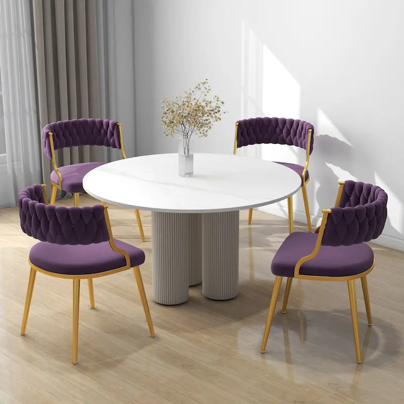 Sedia da pranzo in velluto grigio / viola / nero / blu navy / avorio / verde scuro, set da 4