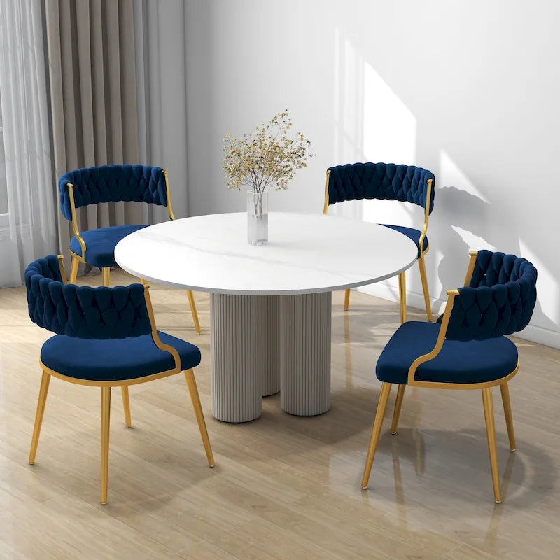 Sedia da pranzo in velluto grigio / viola / nero / blu navy / avorio / verde scuro, set da 4