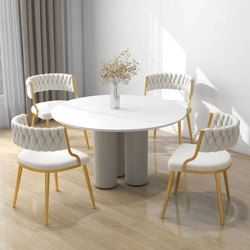 Sedia da pranzo in velluto grigio / viola / nero / blu navy / avorio / verde scuro, set da 4