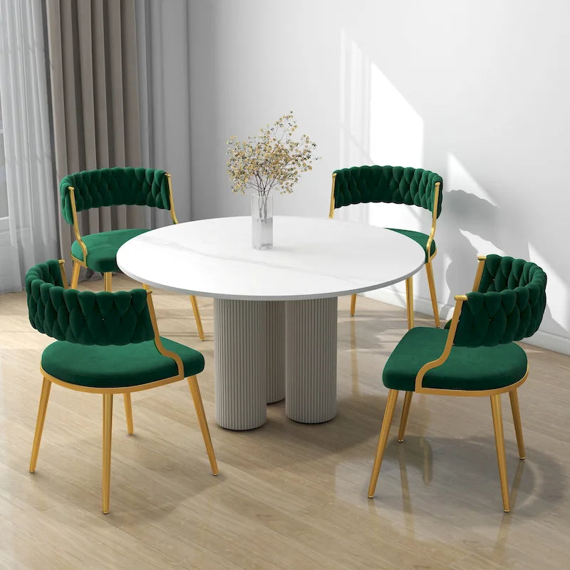 Sedia da pranzo in velluto grigio / viola / nero / blu navy / avorio / verde scuro, set da 4