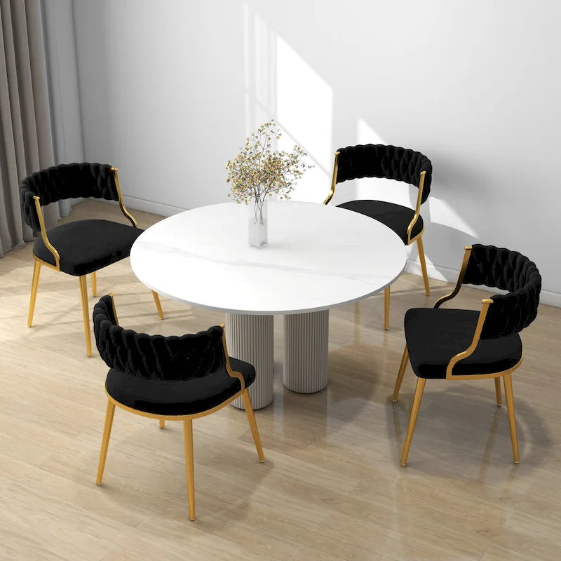 Sedia da pranzo in velluto grigio / viola / nero / blu navy / avorio / verde scuro, set da 4