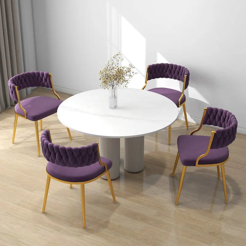 Sedia da pranzo in velluto grigio / viola / nero / blu navy / avorio / verde scuro, set da 4