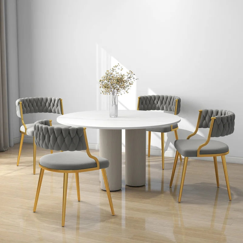 Sedia da pranzo in velluto grigio / viola / nero / blu navy / avorio / verde scuro, set da 4