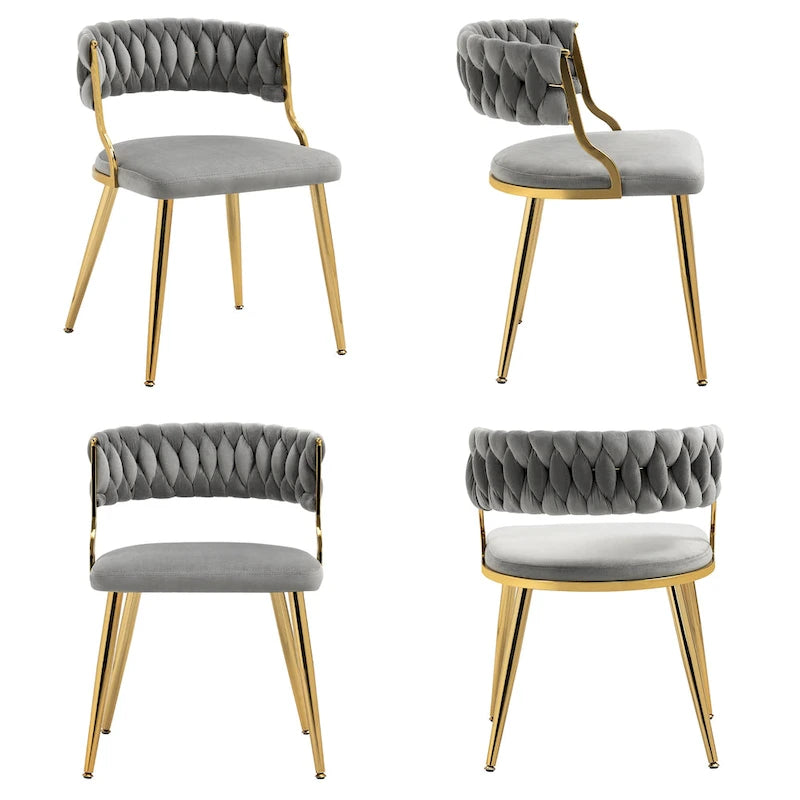 Sedia da pranzo in velluto grigio / viola / nero / blu navy / avorio / verde scuro, set da 4