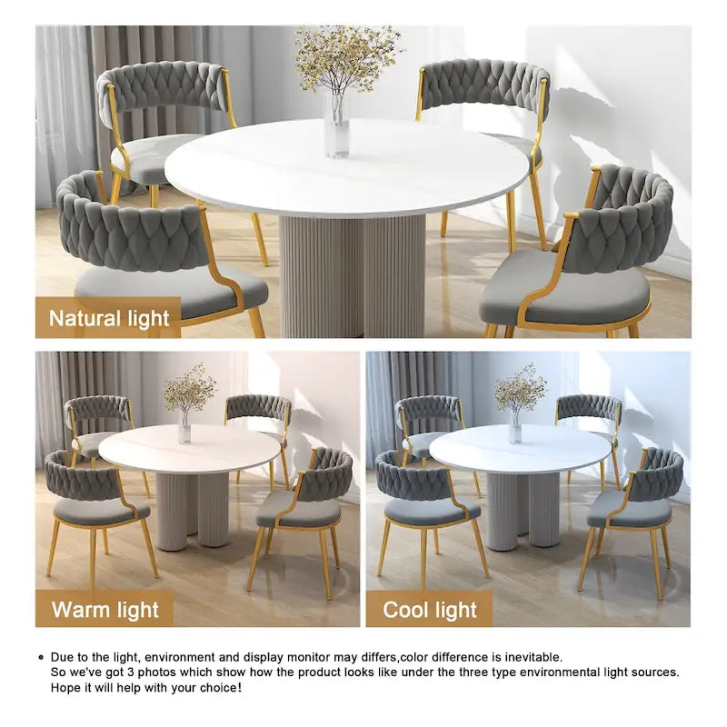 Sedia da pranzo in velluto grigio / viola / nero / blu navy / avorio / verde scuro, set da 4