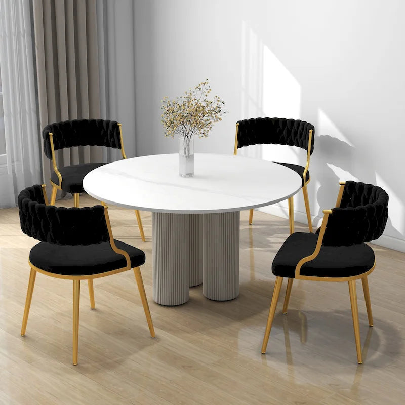 Sedia da pranzo in velluto grigio / viola / nero / blu navy / avorio / verde scuro, set da 4