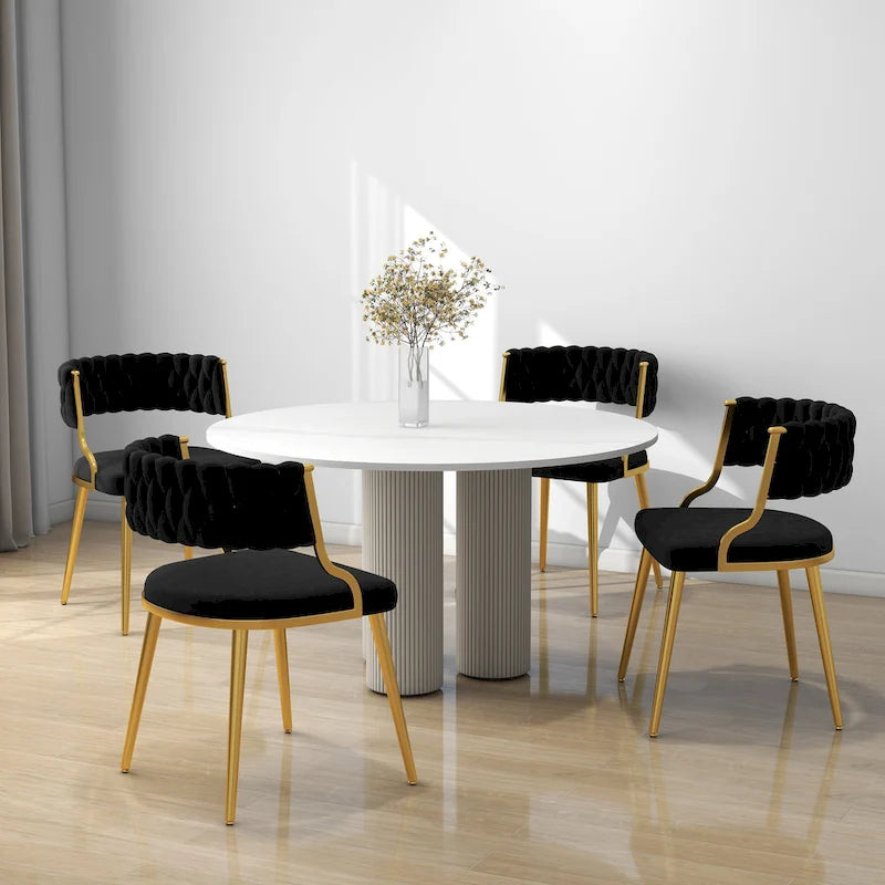 Sedia da pranzo in velluto grigio / viola / nero / blu navy / avorio / verde scuro, set da 4