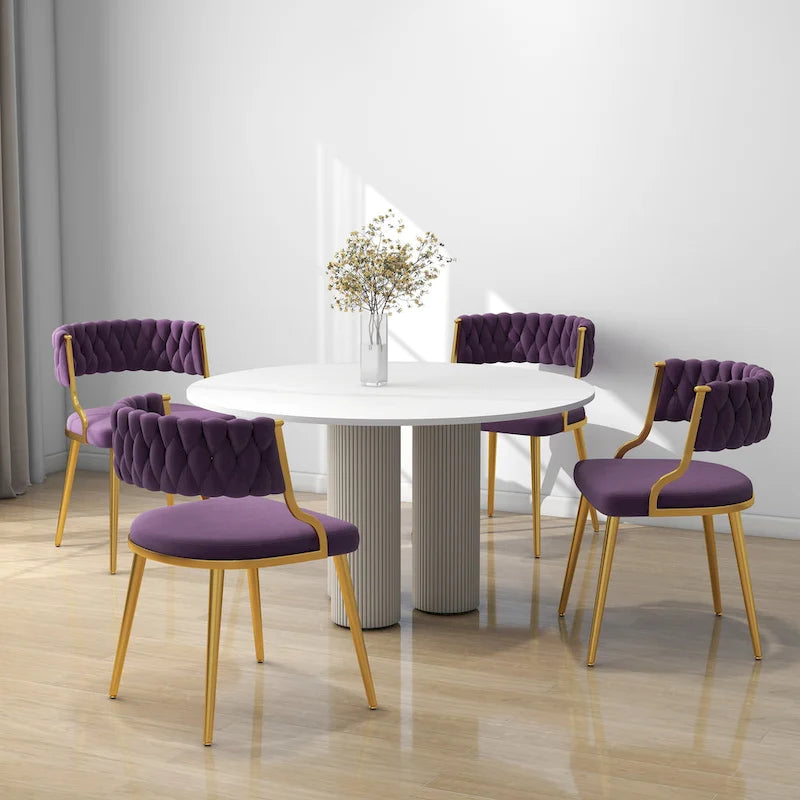 Sedia da pranzo in velluto grigio / viola / nero / blu navy / avorio / verde scuro, set da 4