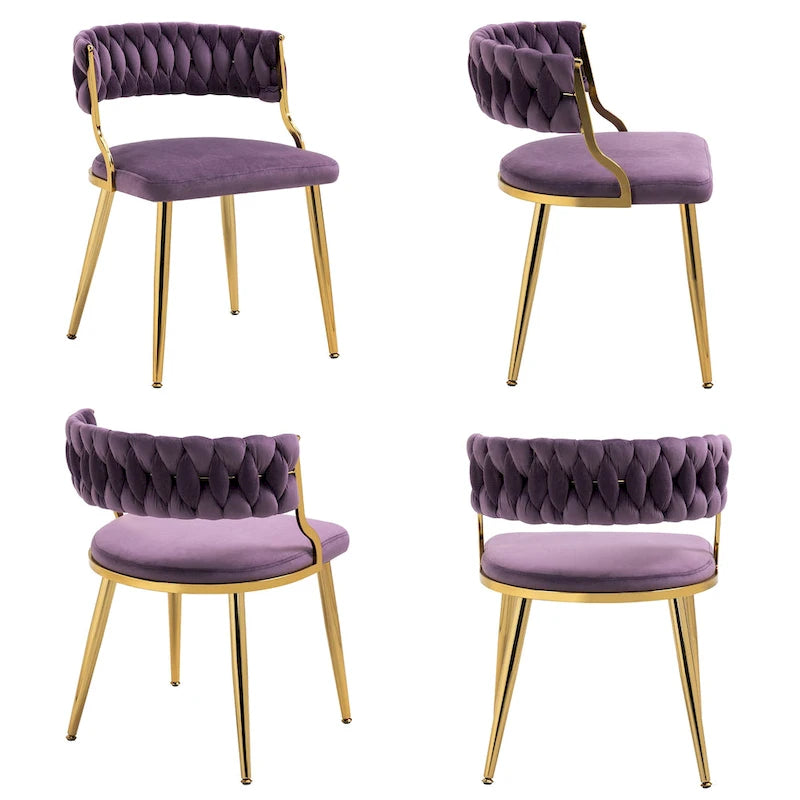 Sedia da pranzo in velluto grigio / viola / nero / blu navy / avorio / verde scuro, set da 4