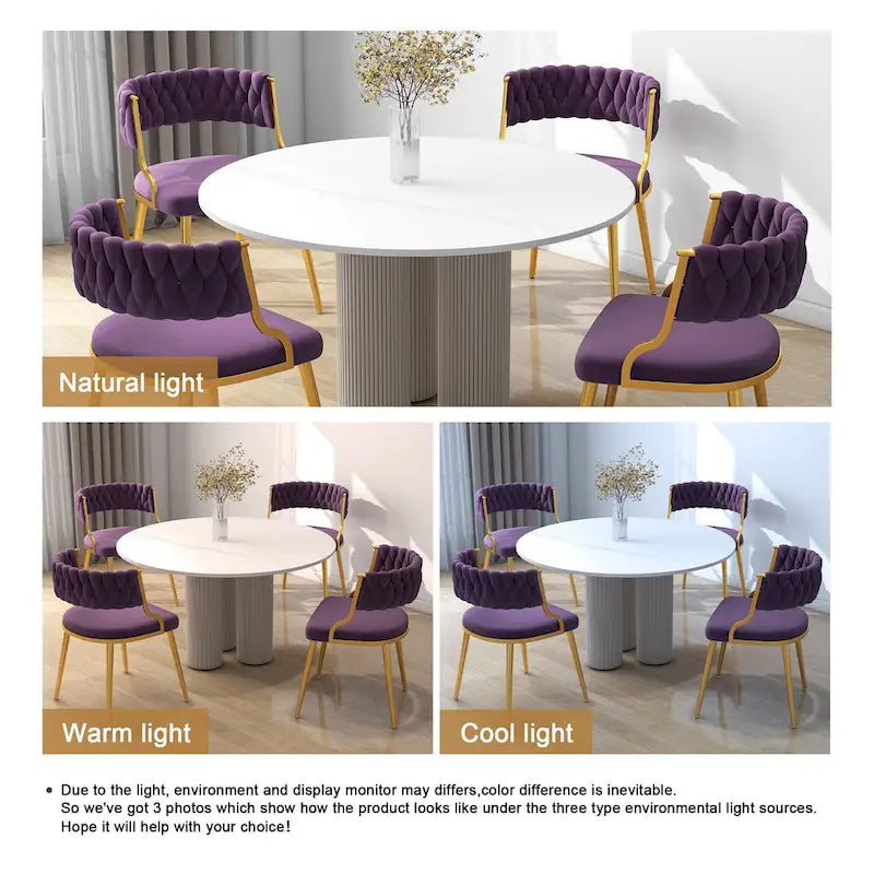 Sedia da pranzo in velluto grigio / viola / nero / blu navy / avorio / verde scuro, set da 4