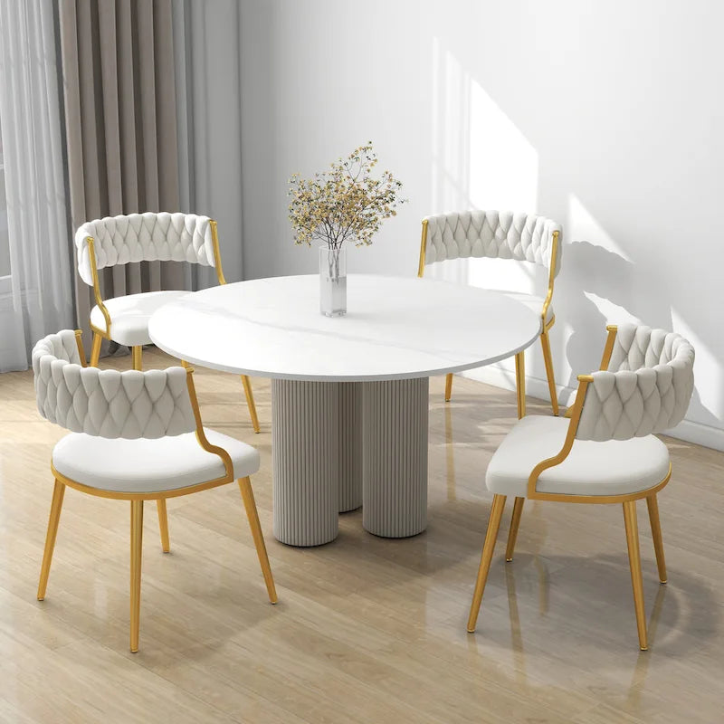 Sedia da pranzo in velluto grigio / viola / nero / blu navy / avorio / verde scuro, set da 4
