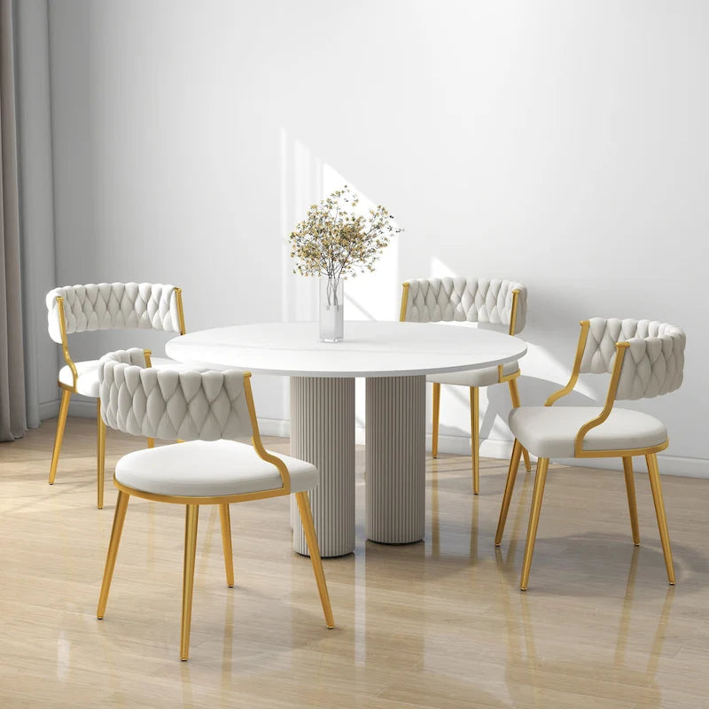 Sedia da pranzo in velluto grigio / viola / nero / blu navy / avorio / verde scuro, set da 4