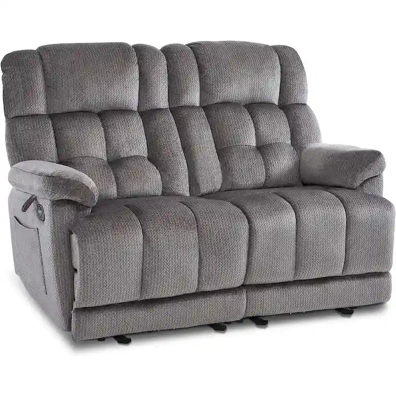 Divanetto Reclinabile Elettrico 2 Posti in Tessuto Rosso/Grigio/Beige/Blu/Marrone con Funzione Massaggio e Riscaldamento